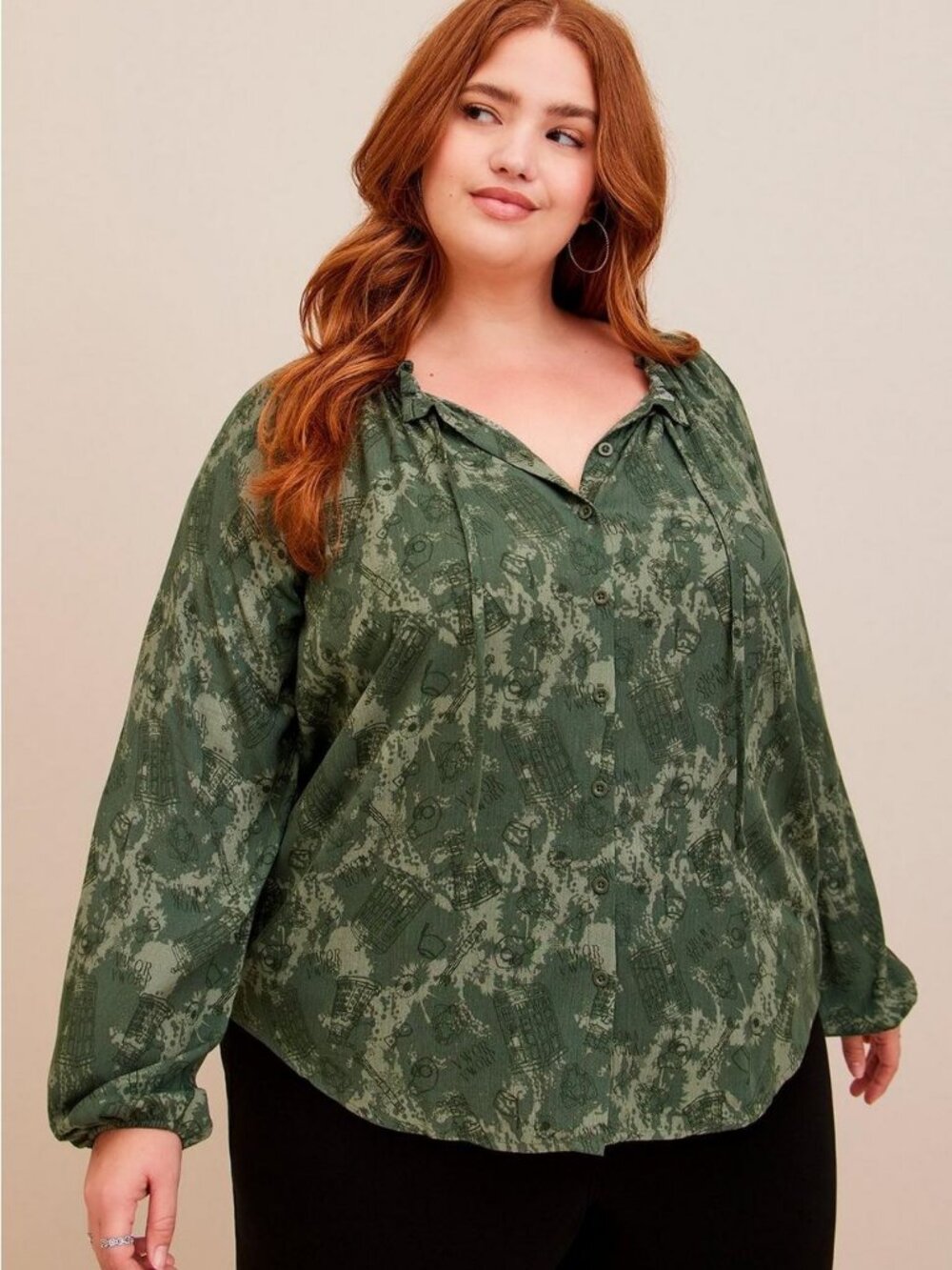 Torrid Doctor Who Crinkle Gauze Tie Front Peasant Blouse size 3X